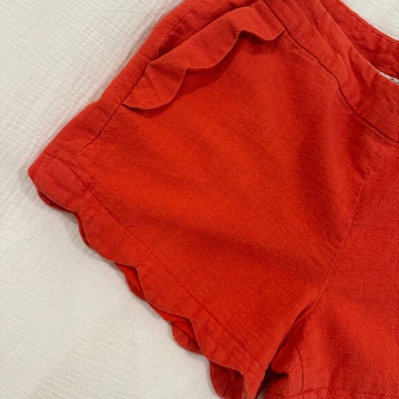 Cynthia Rowley Red Linen Blend Scalloped Hem Shorts Women’s Size 10 Lined, Side - Picture 14 of 15